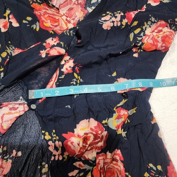 NWT Forever 21 floral long sleeve wrap midi dress Navy Pink Red Green - Picture 4 of 10